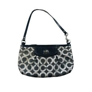 Coach Soho Pleated Shoulder Bag Wristlet Women Gray Signature C Jacquard Pouch